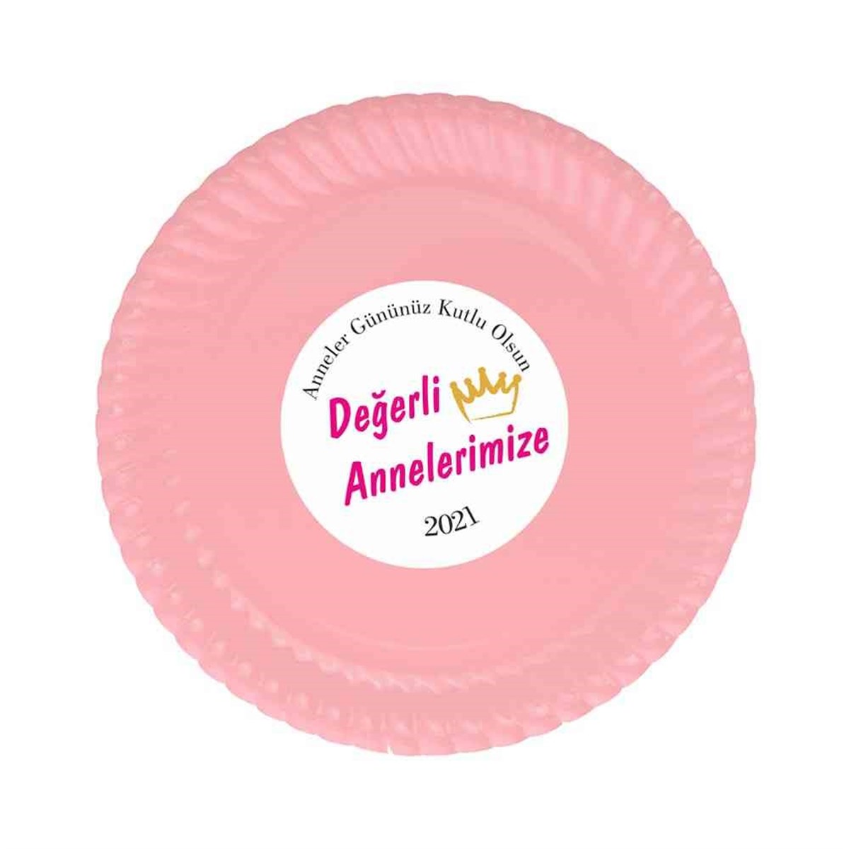 Anneye Hediyelik Parti Doğal Baskı Etiketli Tabak 