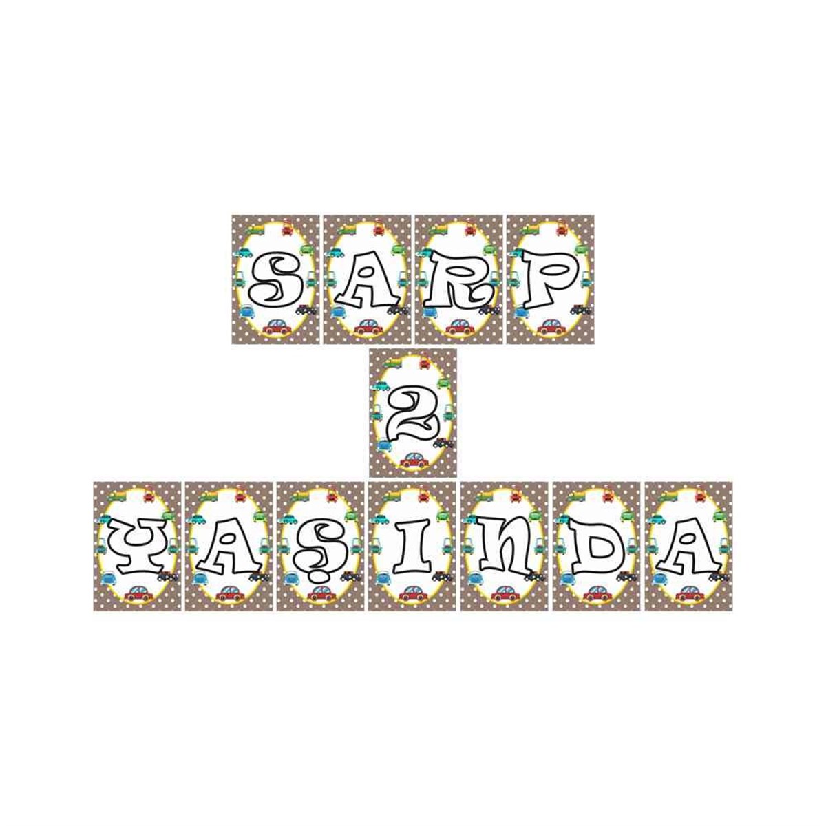 Araba Çerçeveli Kahverengi Konsept Harf Banner 