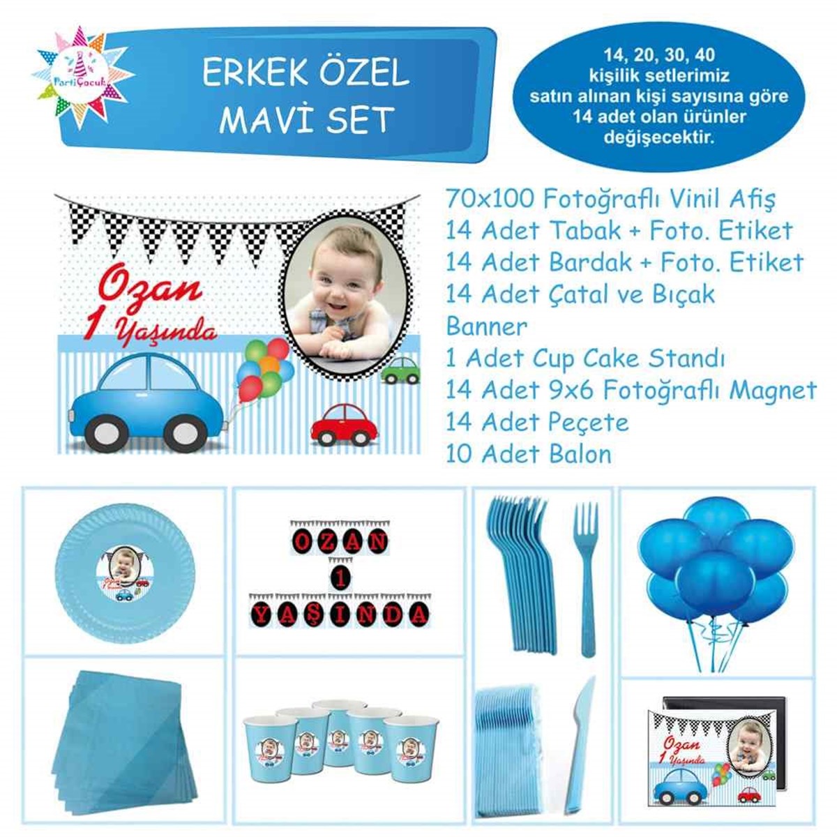 Arabalar Konsept Parti Malzemeleri Seti Özel Set 