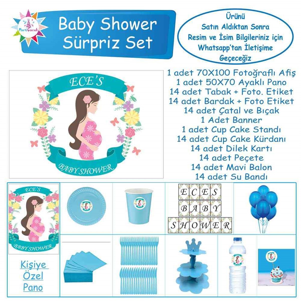 Baby Shower Çocuk Seti Kız Çocuğu Sürpriz   