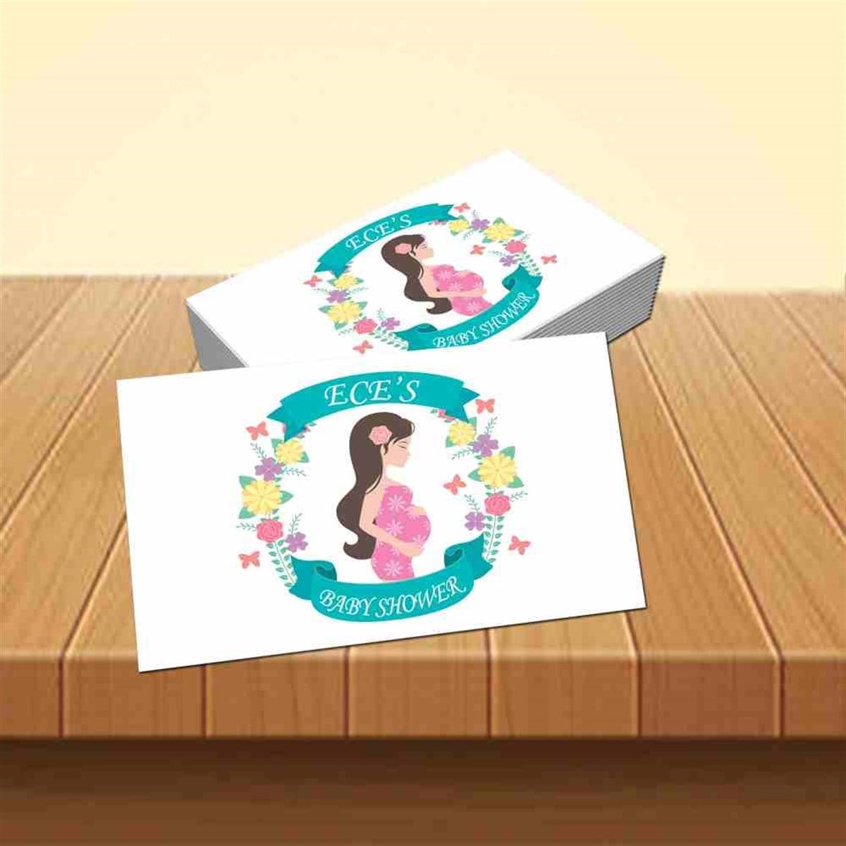 Baby Shower  Mavi Çicekli Konsepti Buzdolabı Magneti 
