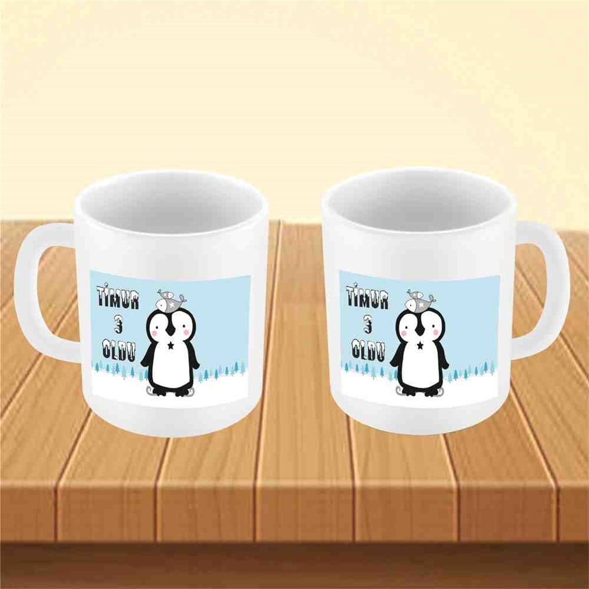 Balıklı Penguen Konsept Kupa Bardak Mug 