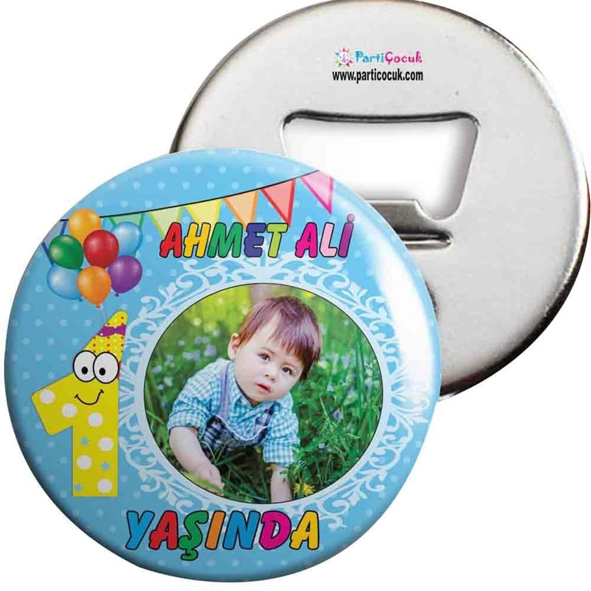 Balonlu 1 Yaş Konsept Açacaklı Magnet Kişiye Özel 