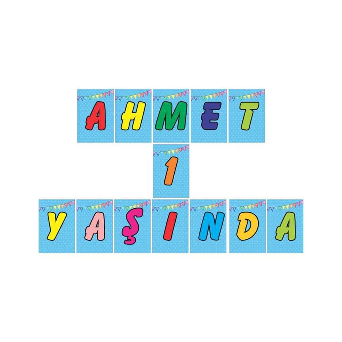 Balonlu 1 Yaş Konsept Harf Banner 