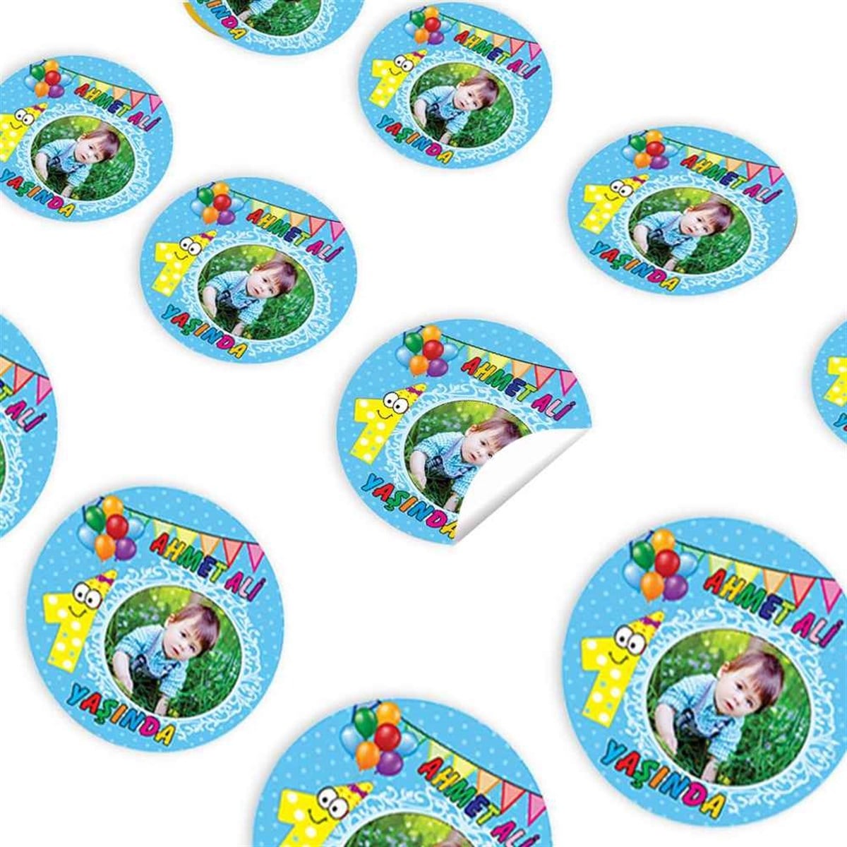 Balonlu 1 Yaş Konsept Sticker 30 Adet 