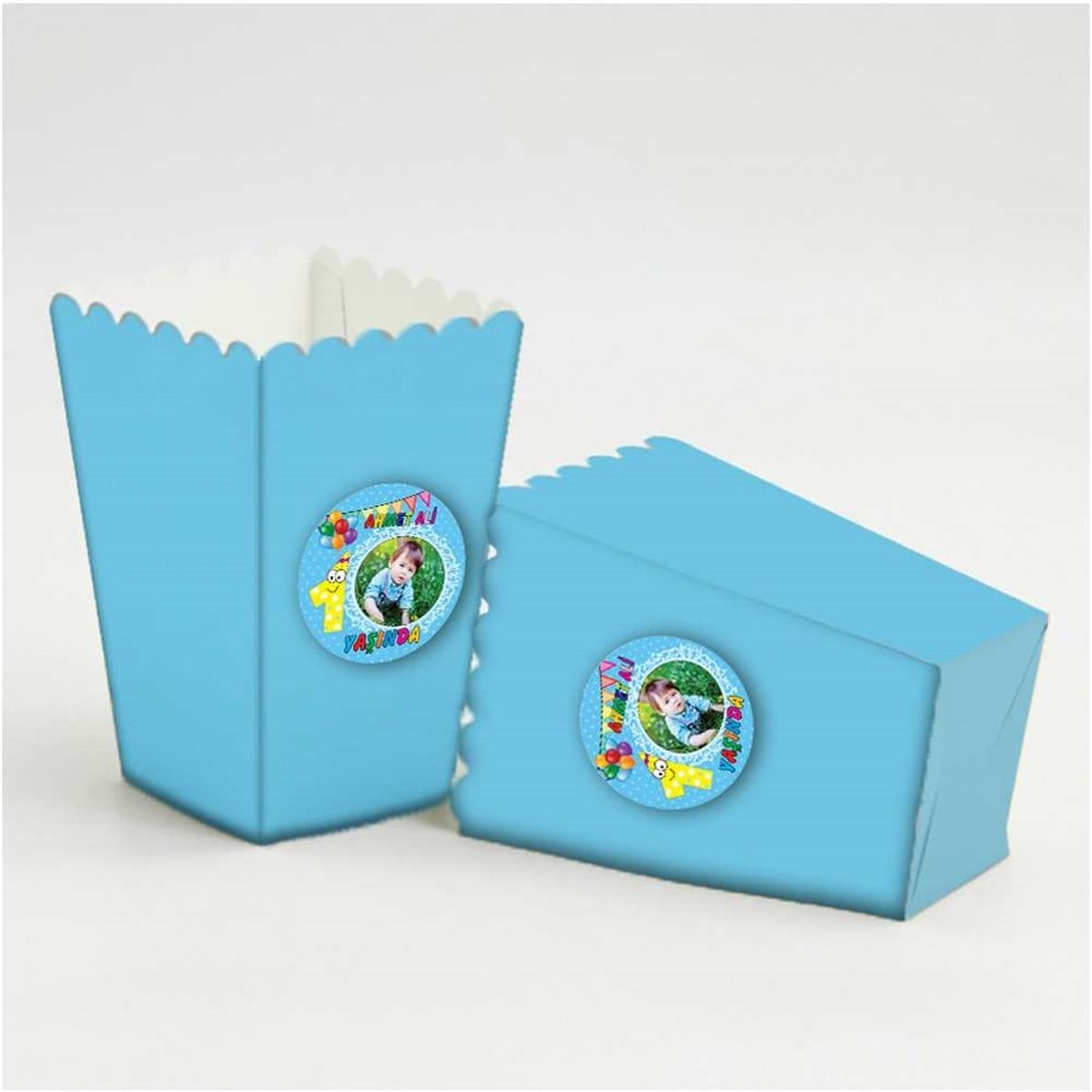 Balonlu Etiketli Popcorn Kutusu 10 Adet  