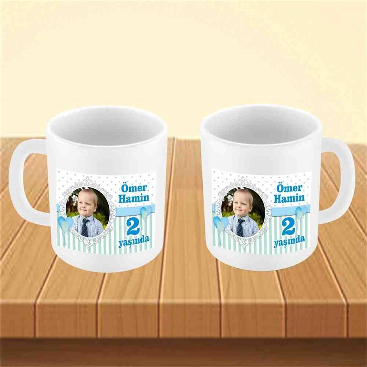Balonlu Mavi Konsept Kupa Bardak Mug 