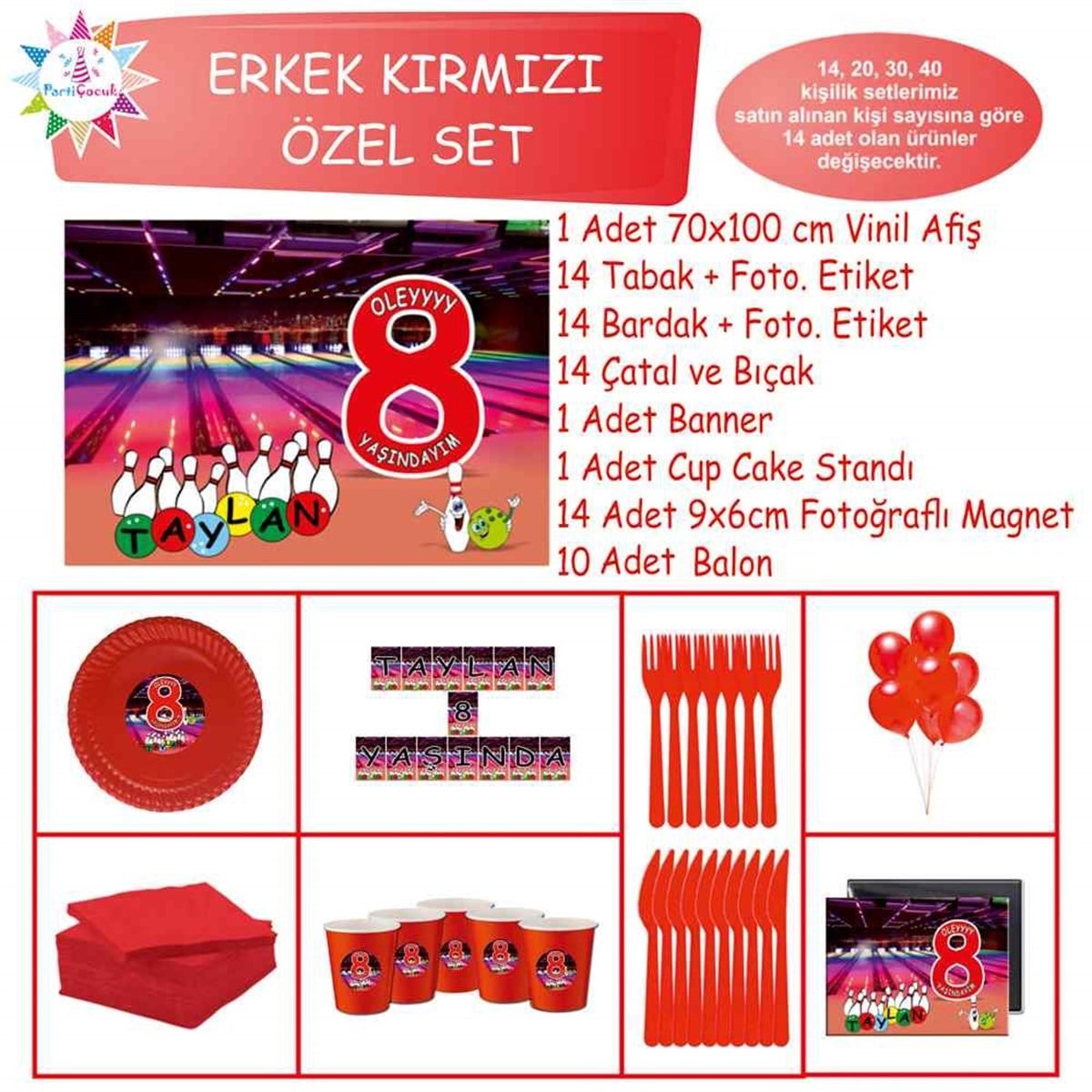 Bowling Süslemeli Parti Malzemeleri Özel Set 