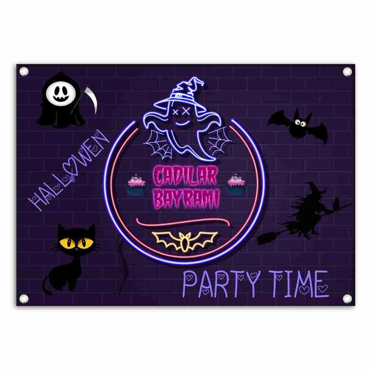 Cadılar Bayramı Neon Afiş 