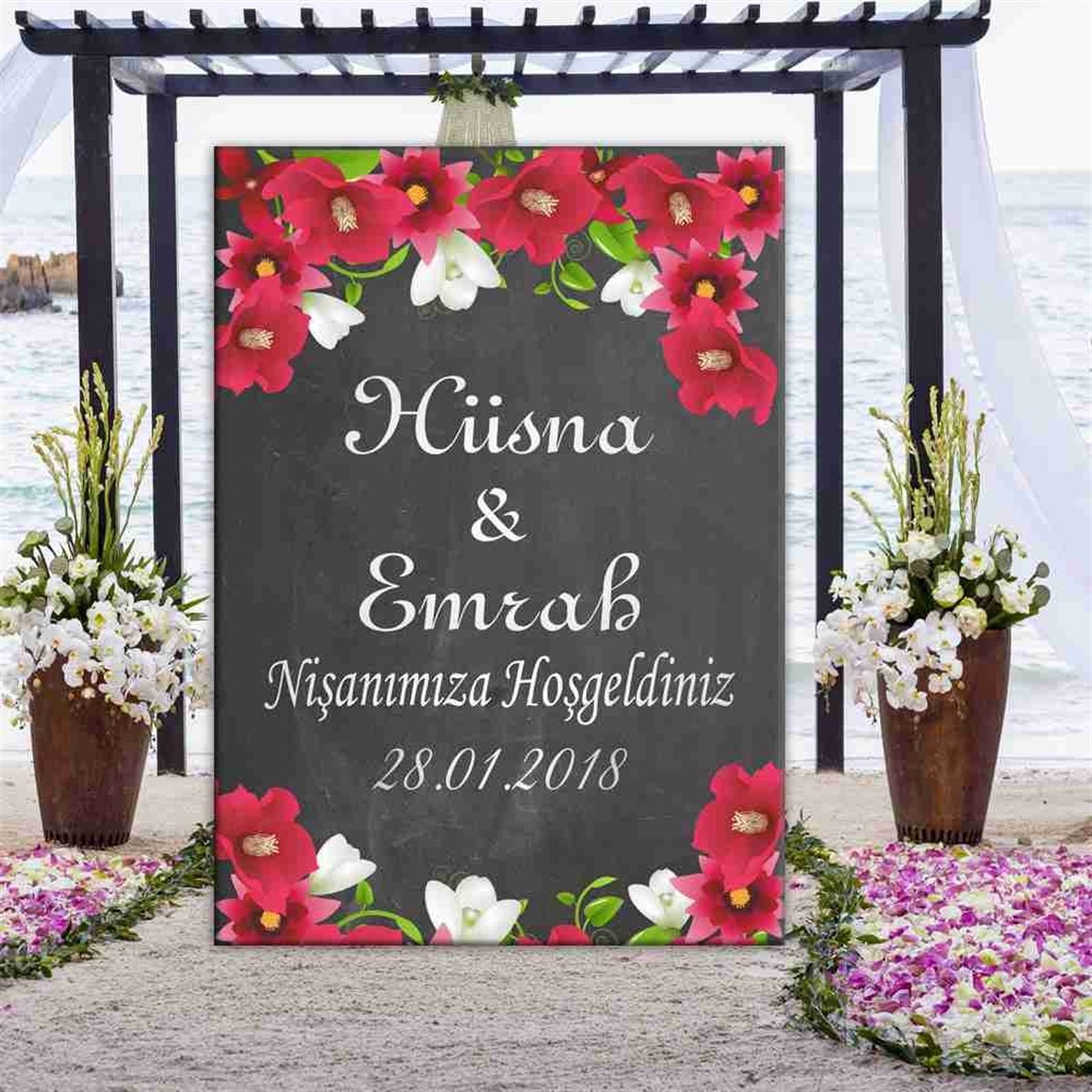 Chalkboard Baskılı Nişan Karşılama Pano 