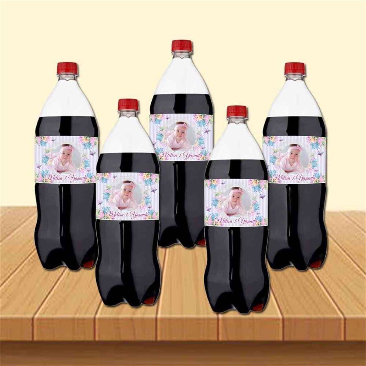 Çiçekli Vintage Cola Şisesi Bandı   