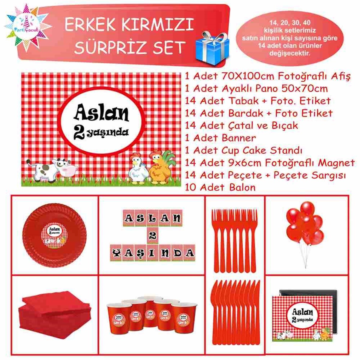 Çiftlik Temalı Kişiye Özel Doğum Günü Süpriz Set 