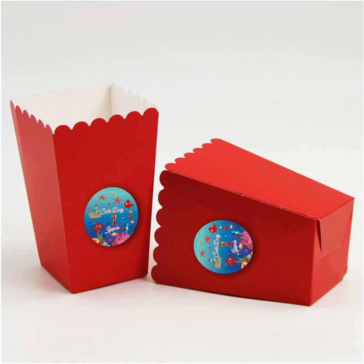 Deniz Atı Balık  Etiketli Popcorn Kutusu 10 Adet  