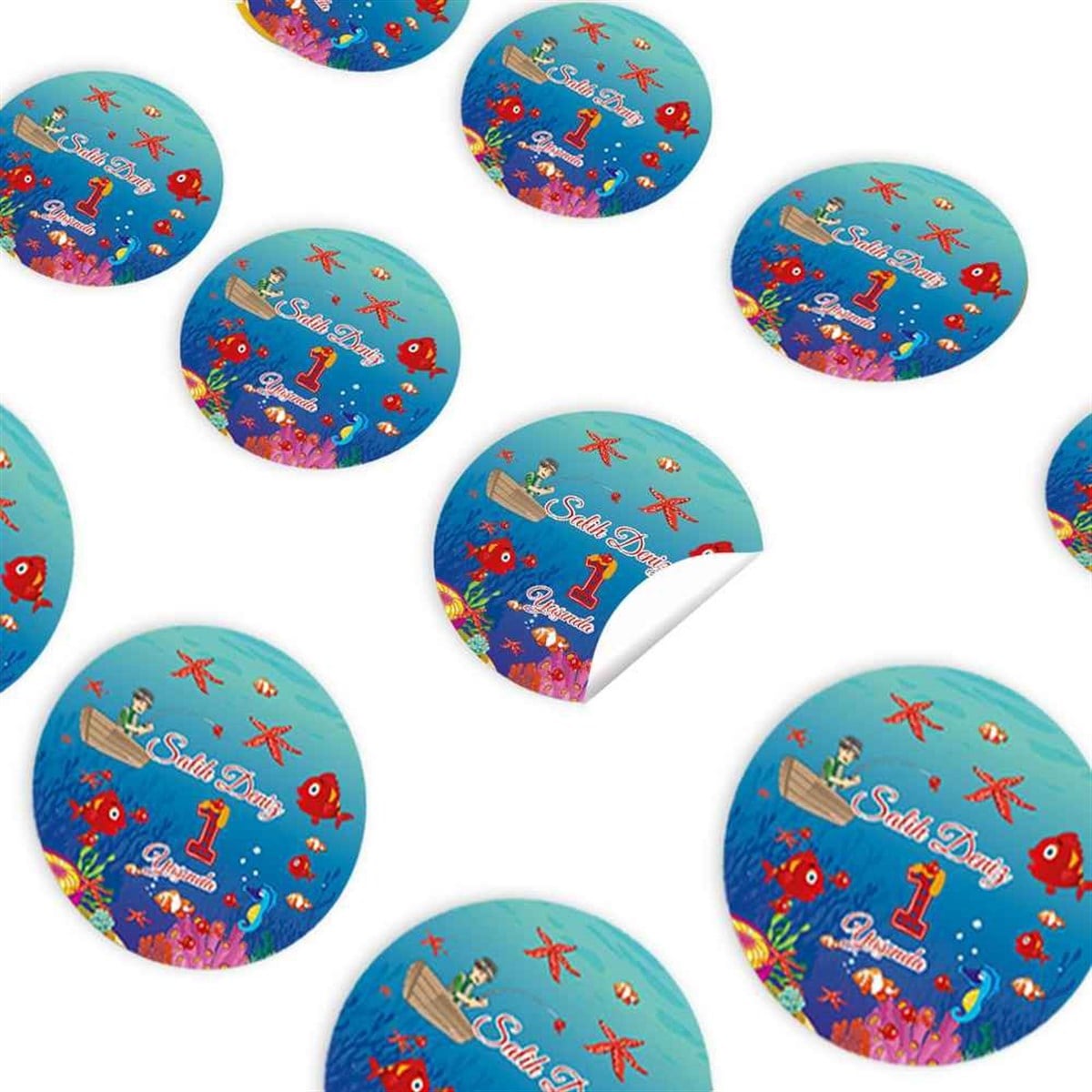Deniz Atı Balık  Konsept Sticker 30 Adet  