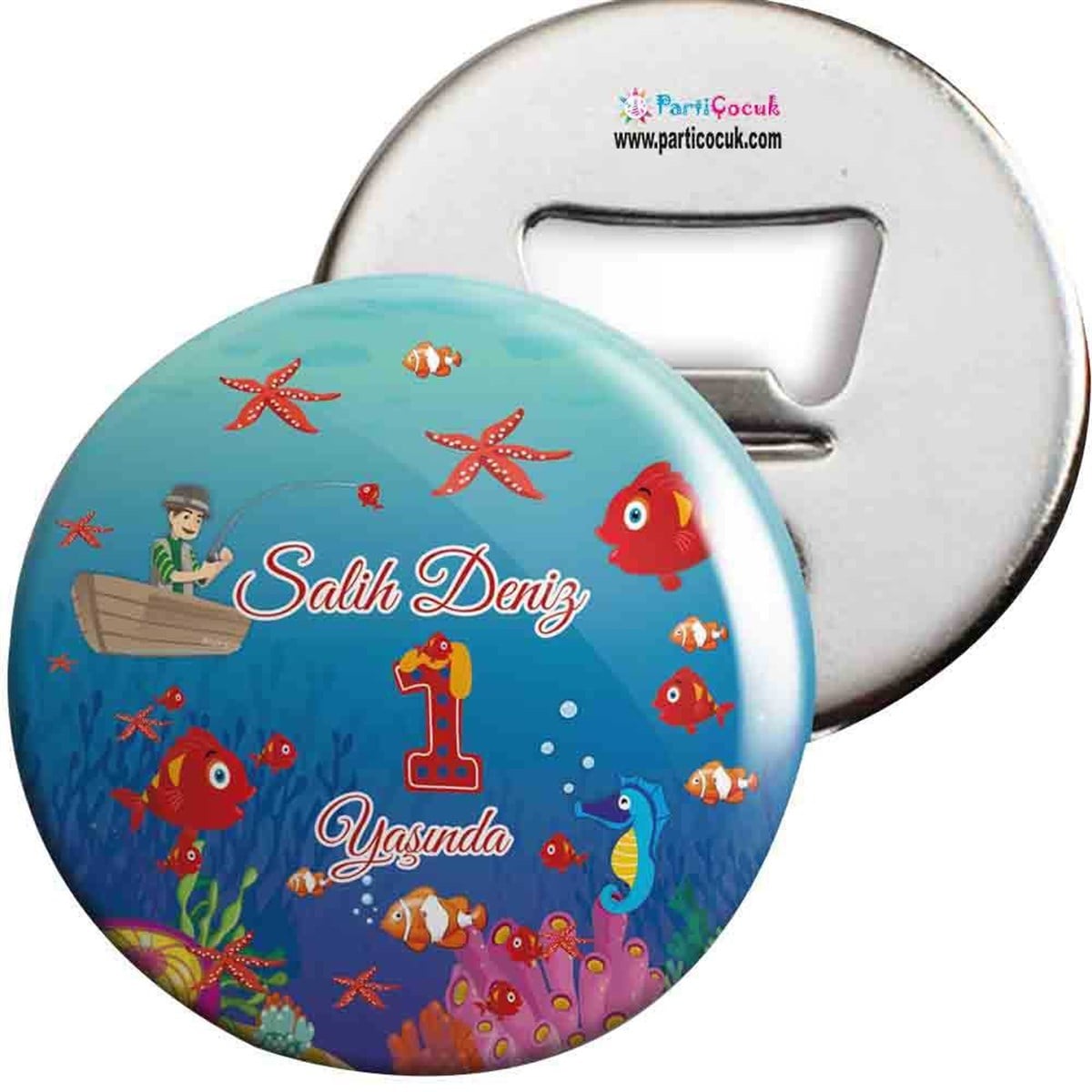 Deniz Atı Balık Konsepti Açacaklı Magnet Kişiye Özel 