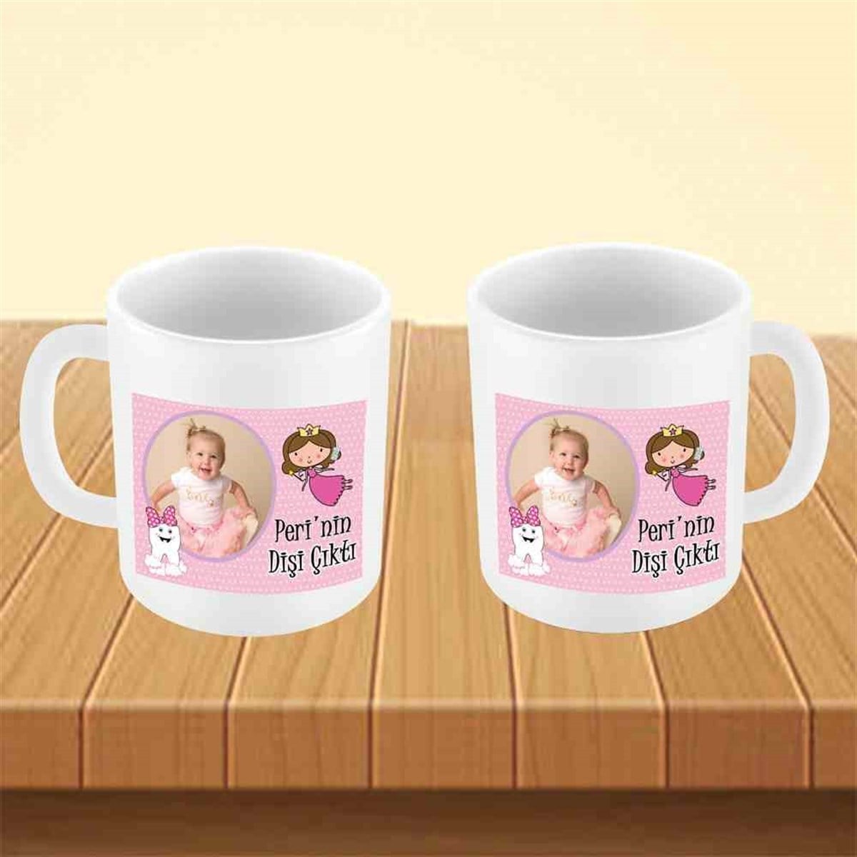 Diş Buğdayı Fiyonklu Pembe Diş Kupa Bardak Mug 