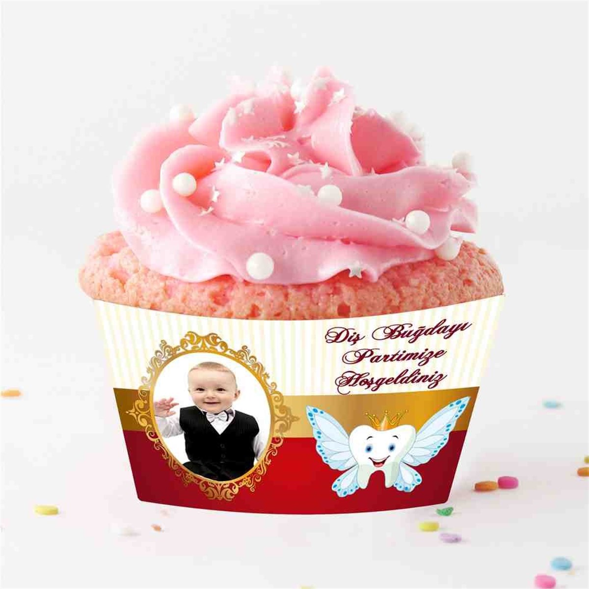 Diş Buğdayı Gold Kırmızı Melek Dişli Cupcake Sargısı 