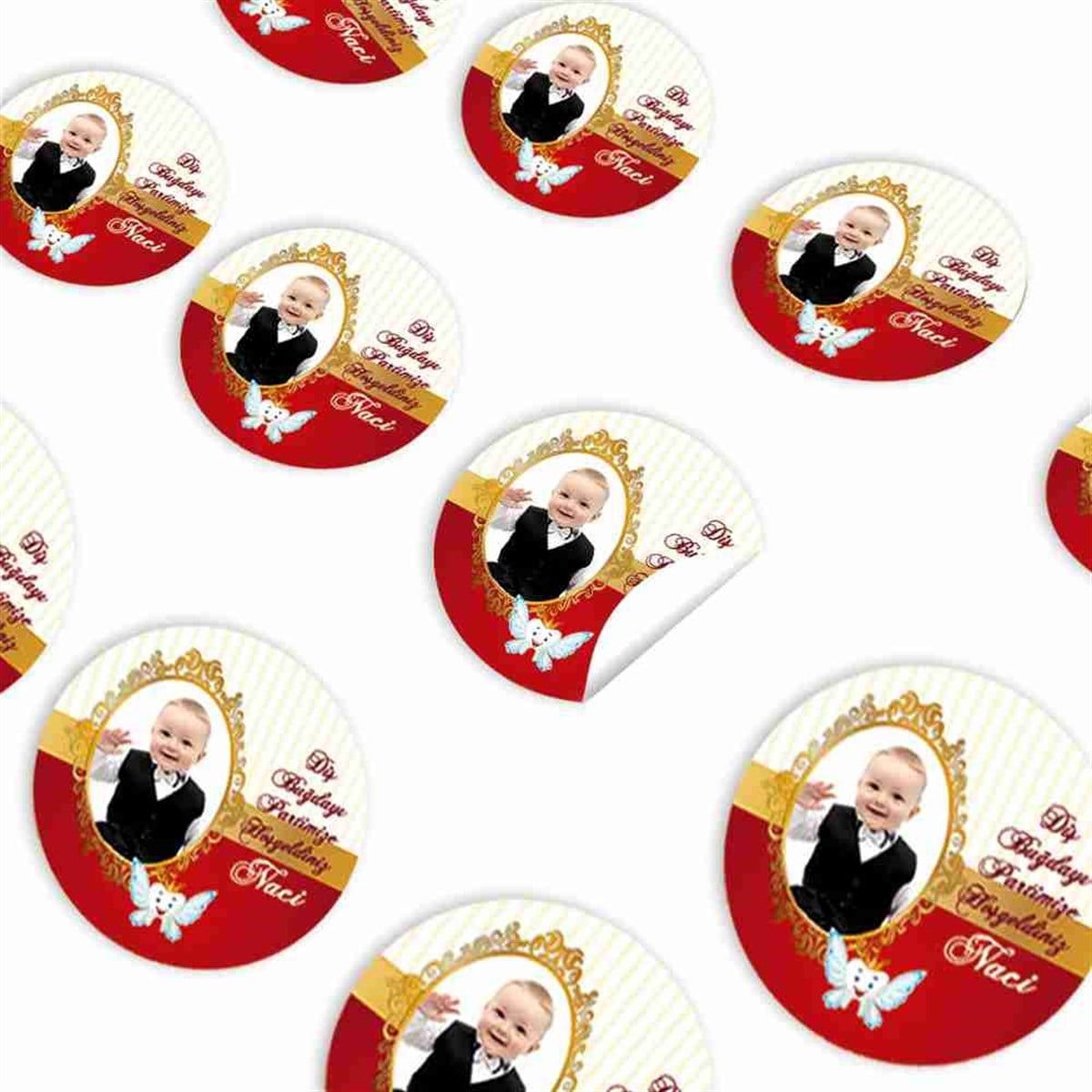 Diş Buğdayı Gold Kırmızı Melek Dişli Sticker 30 Adet 