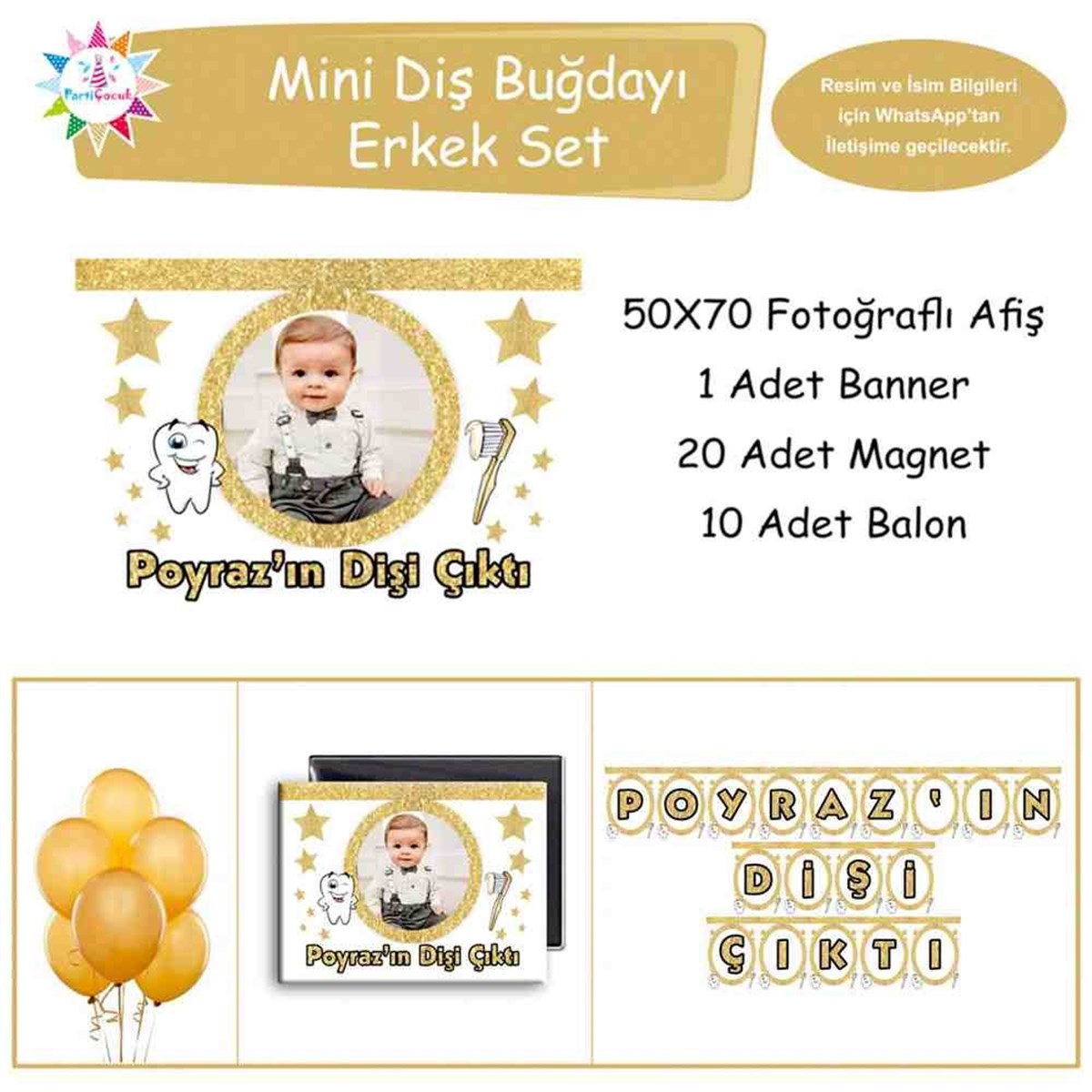 Diş Buğdayı Gold Yıldızlı Diş Parti Seti Mini Set 