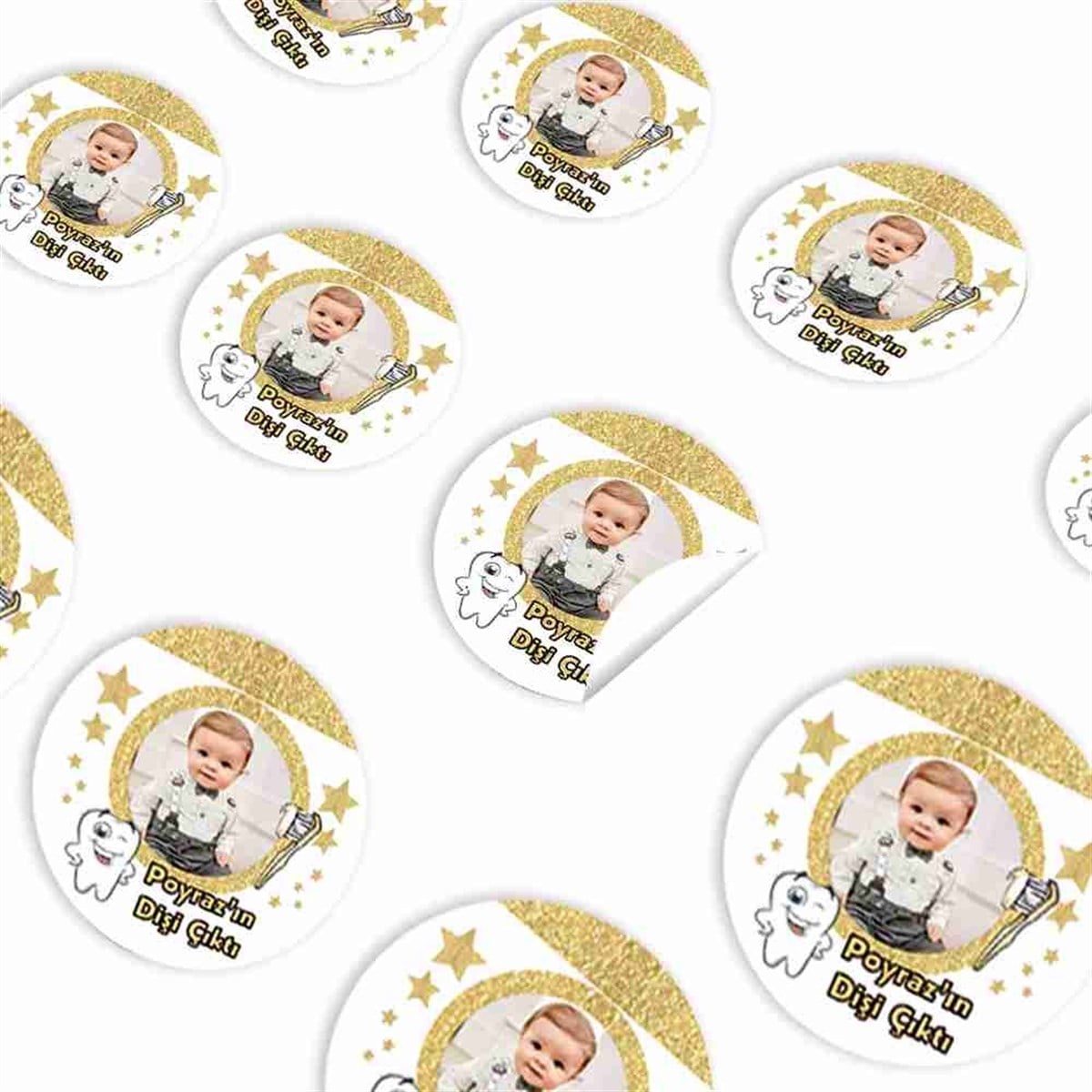 Diş Buğdayı Gold Yıldızlı Diş Sticker 30 Adet 