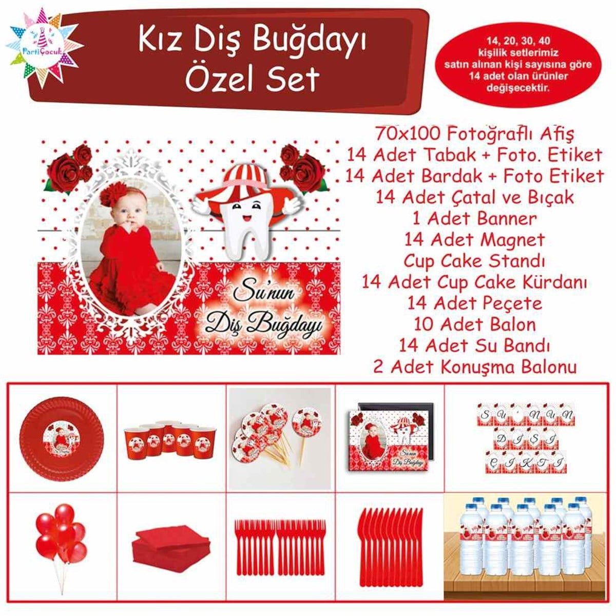 Diş Buğdayı Kırmızı Şapkalı ve Güllü Özel Set 
