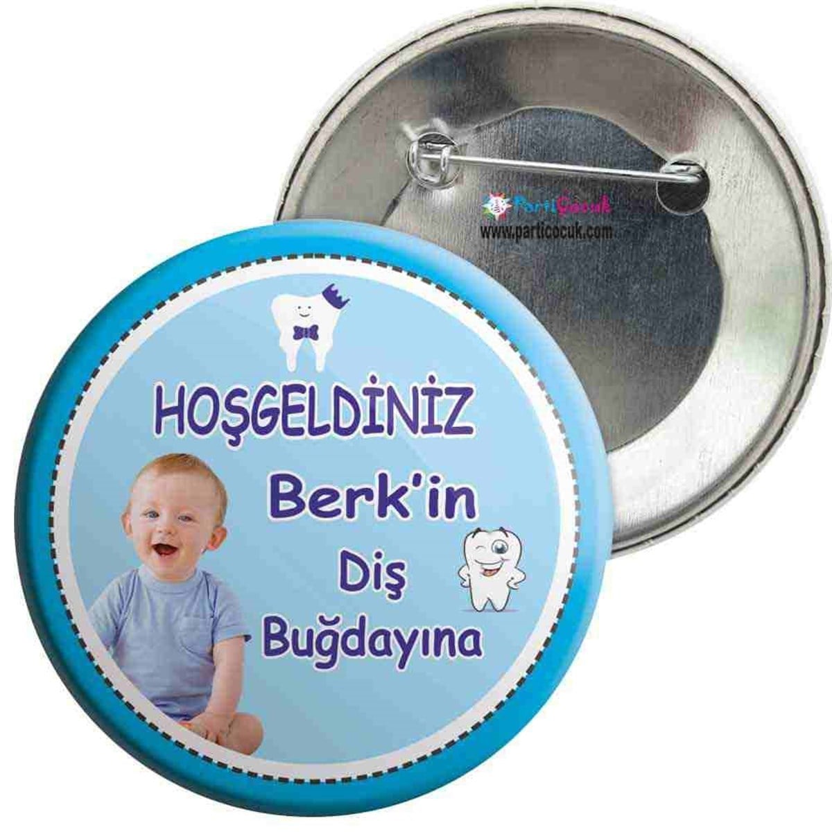 Diş Buğdayı Mavi Taçlı Diş İğneli Rozet 