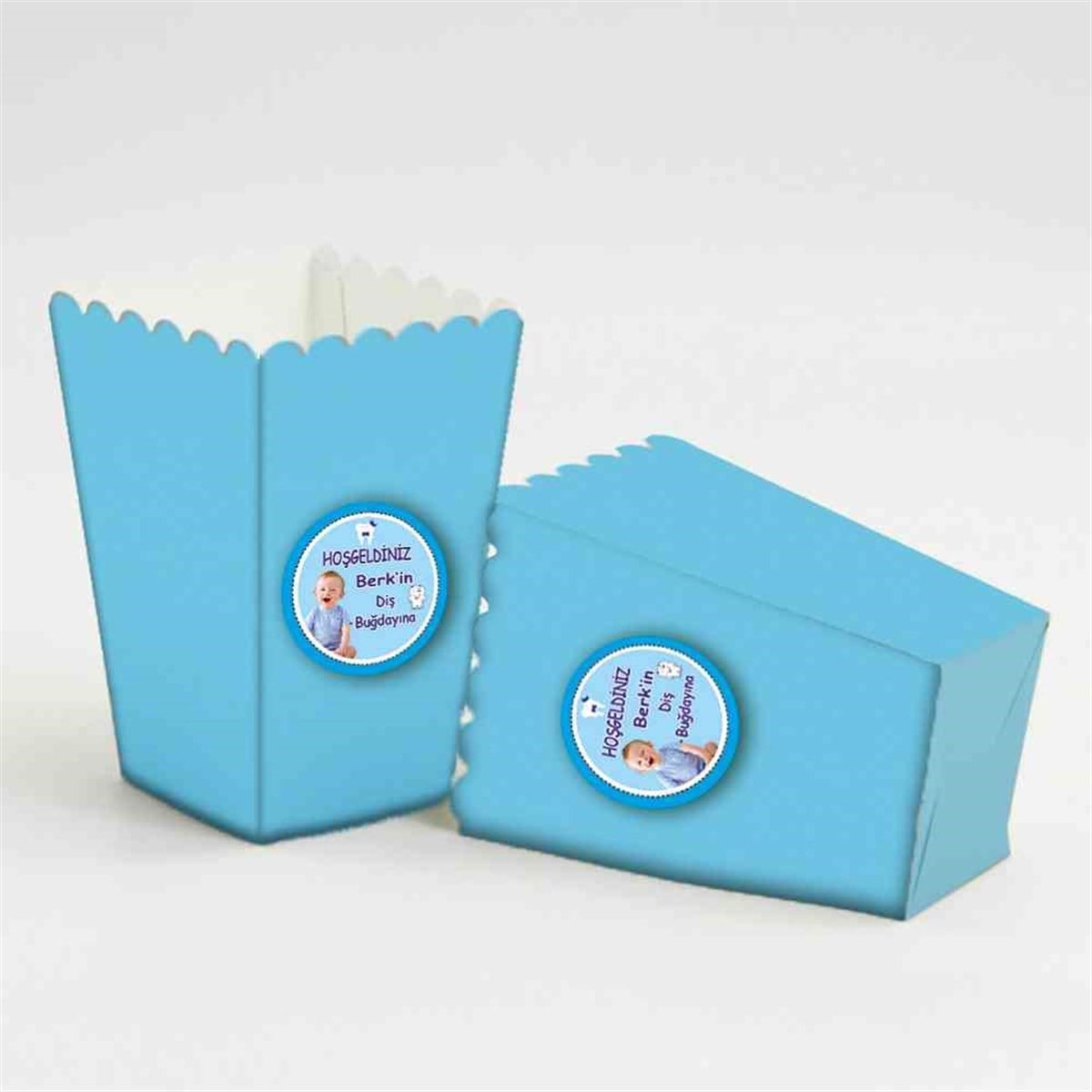 Diş Buğdayı Mavi Taçlı Diş Popcorn Kutusu 10 Adet  