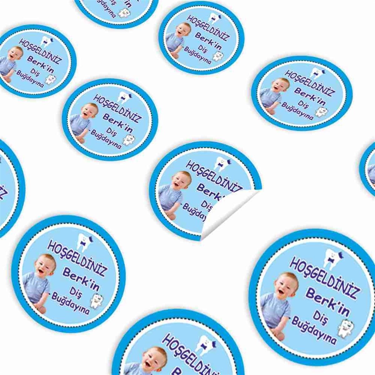 Diş Buğdayı Mavi Taçlı Diş Sticker 30 Adet 