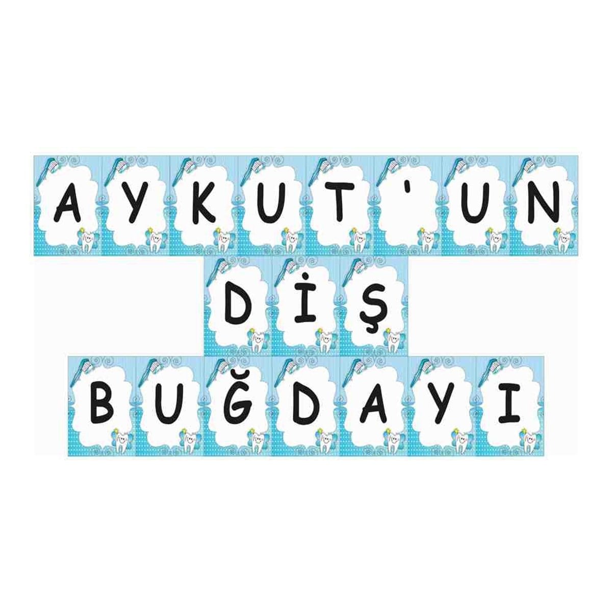 Diş Buğdayı Melek Mavi Dişler Seti Harf Banner 