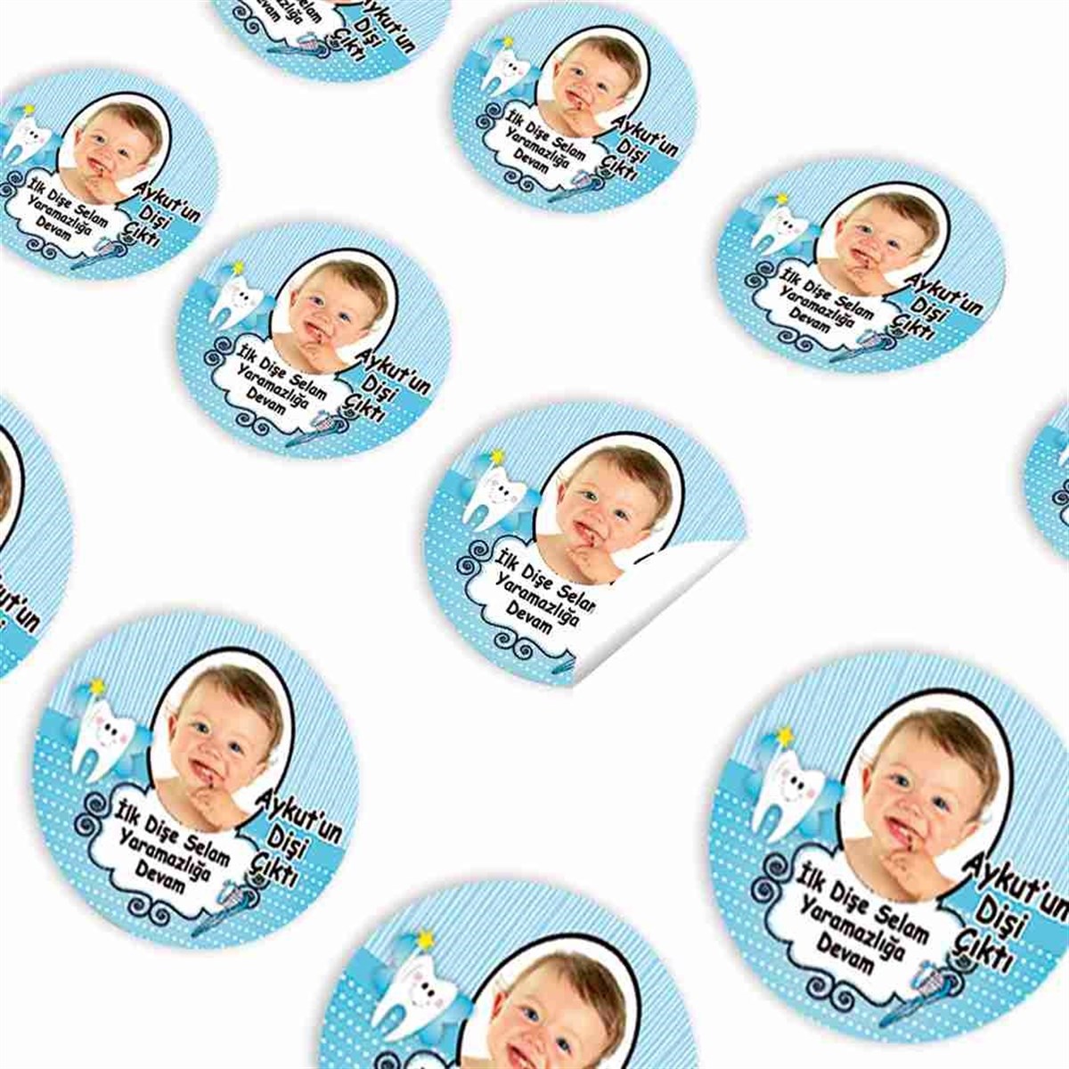 Diş Buğdayı Melek Mavi Dişler Sticker 30 Adet 