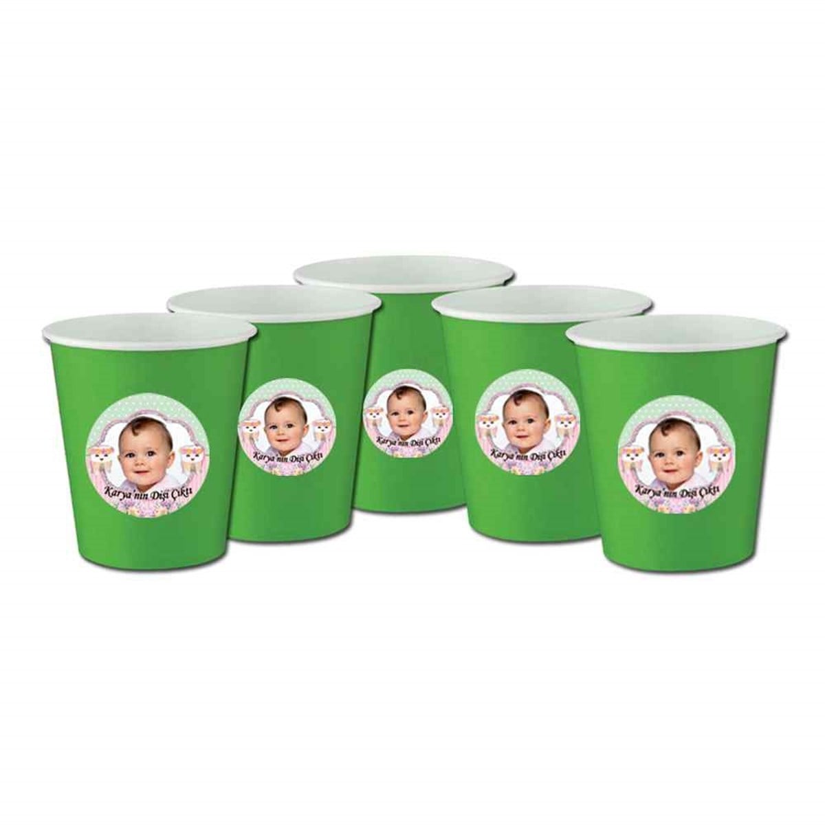 Diş Buğdayı Partisi Çiçekli Diş Bardak 5 Adet 