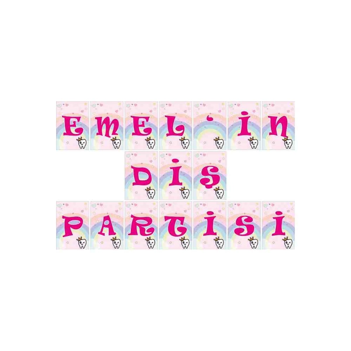 Diş Buğdayı Pembe Diş Fırçalı Melekli Harf Banner 