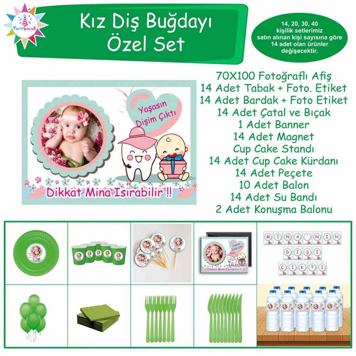 Diş Buğdayı Pembe Şapkalı Konsept Özel Set  