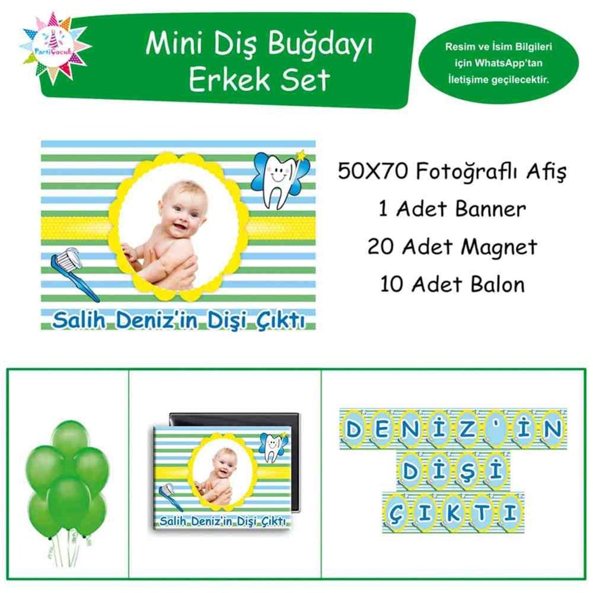 Diş Buğdayı Sarı Çizgili Parti Seti Mini Set 