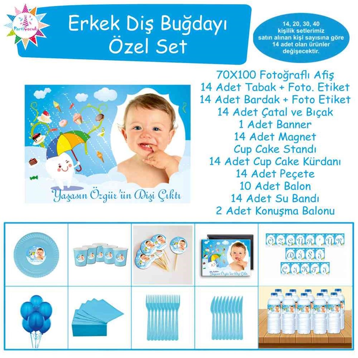 Diş Buğdayı Şemsiyeli Diş Parti Seti Özel Set 
