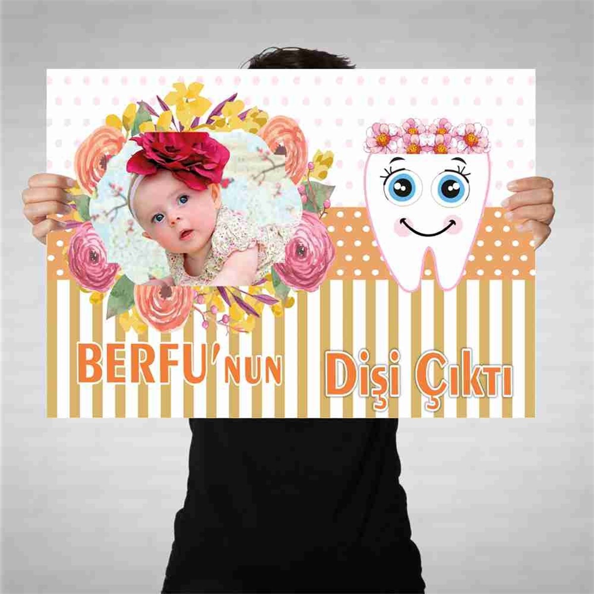 Diş Buğdayı Vintage Çiçekli Diş Parti Seti Bez Afiş 