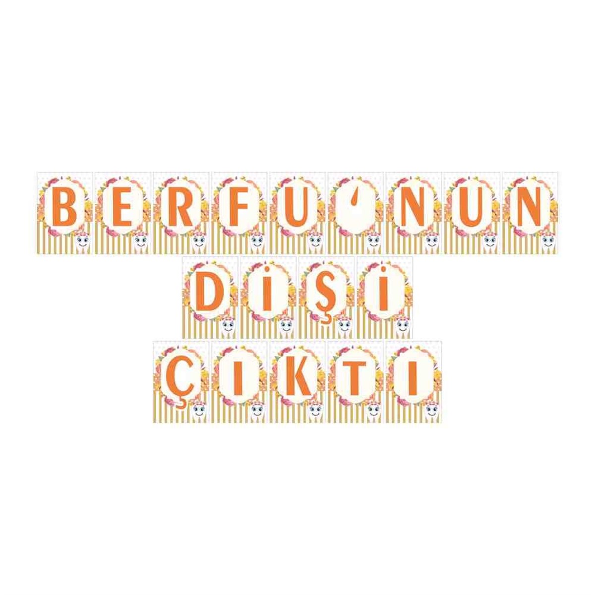 Diş Buğdayı Vintage Çiçekli Diş Parti Seti Harf Banner 