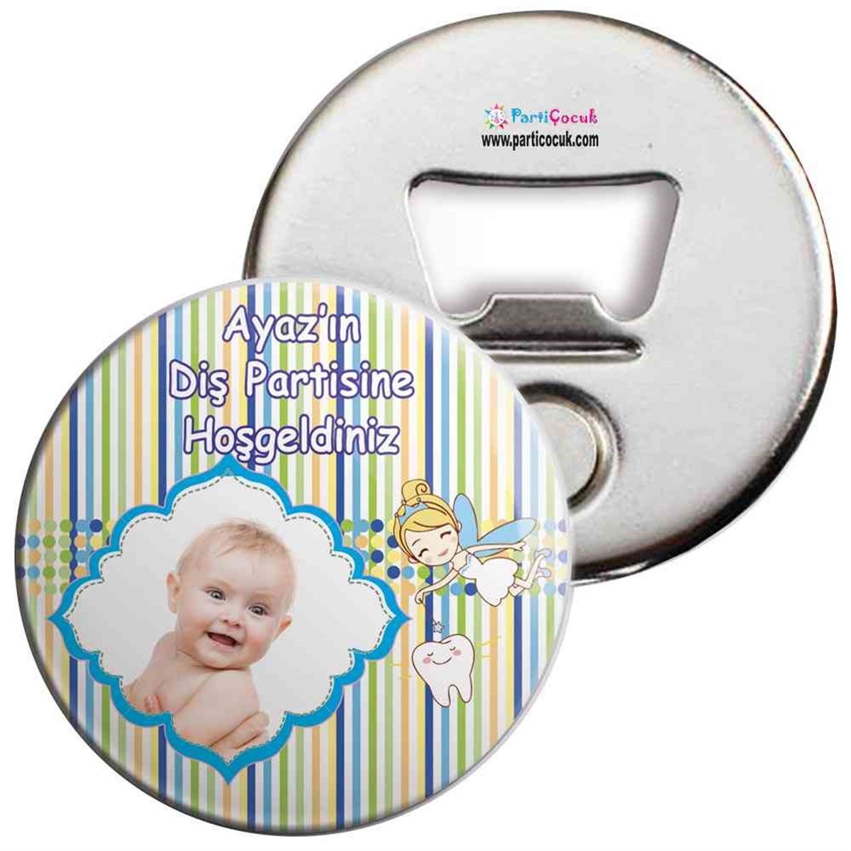 Diş Buğdayı Yeşil Çizgili Puantiyeli Açacaklı Magnet 