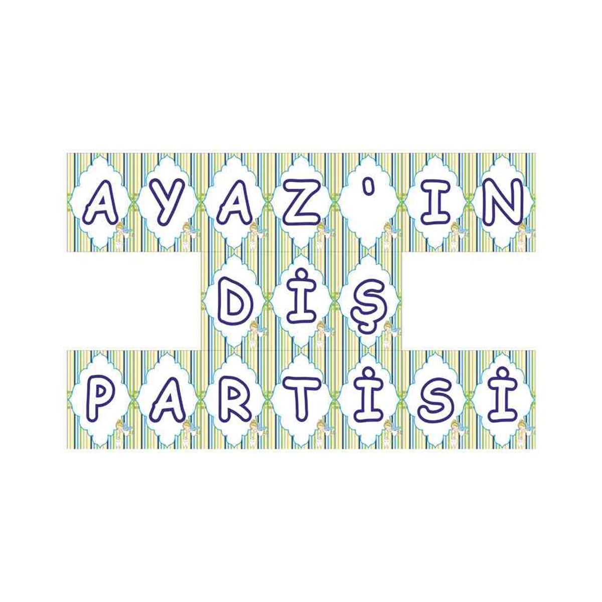 Diş Buğdayı Yeşil Çizgili Puantiyeli Parti Süsü Harf Banner 
