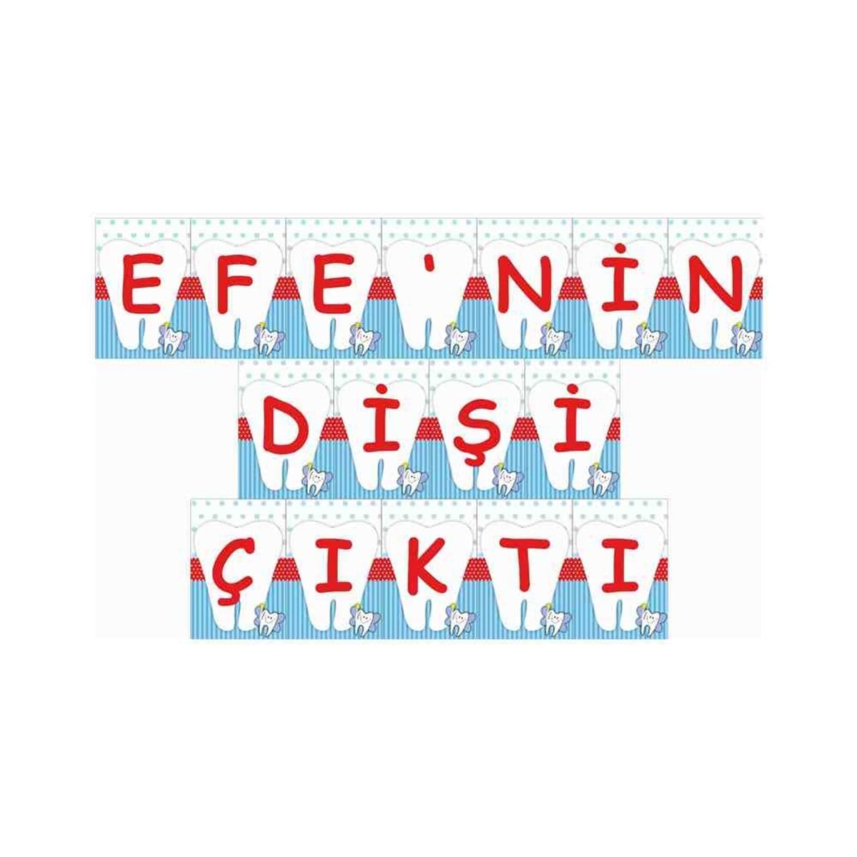Diş Partisi Diş Kırmızı Çerçeveli Parti Seti Harf Banner 