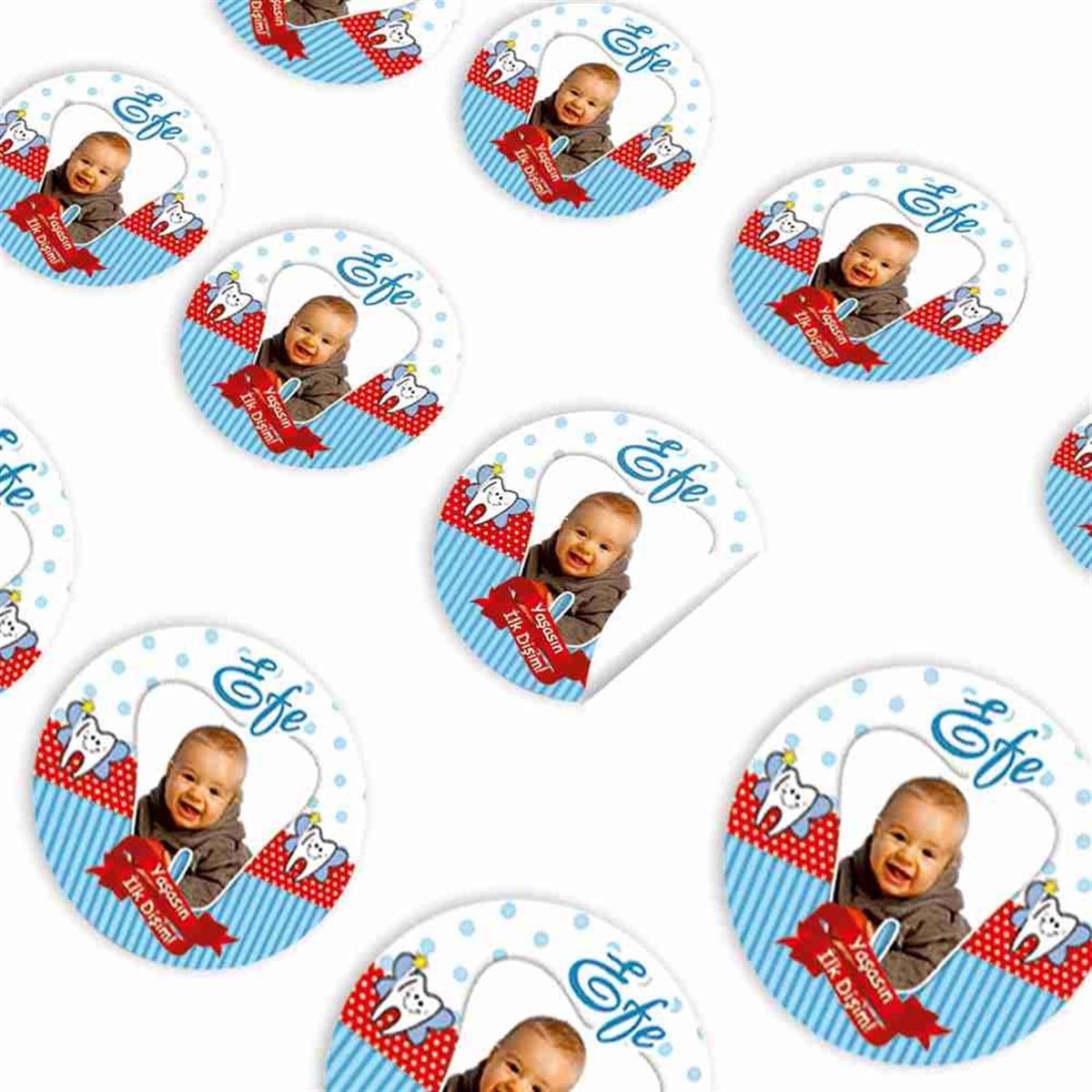 Diş Partisi Diş Kırmızı Çerçeveli Sticker 30 Adet 
