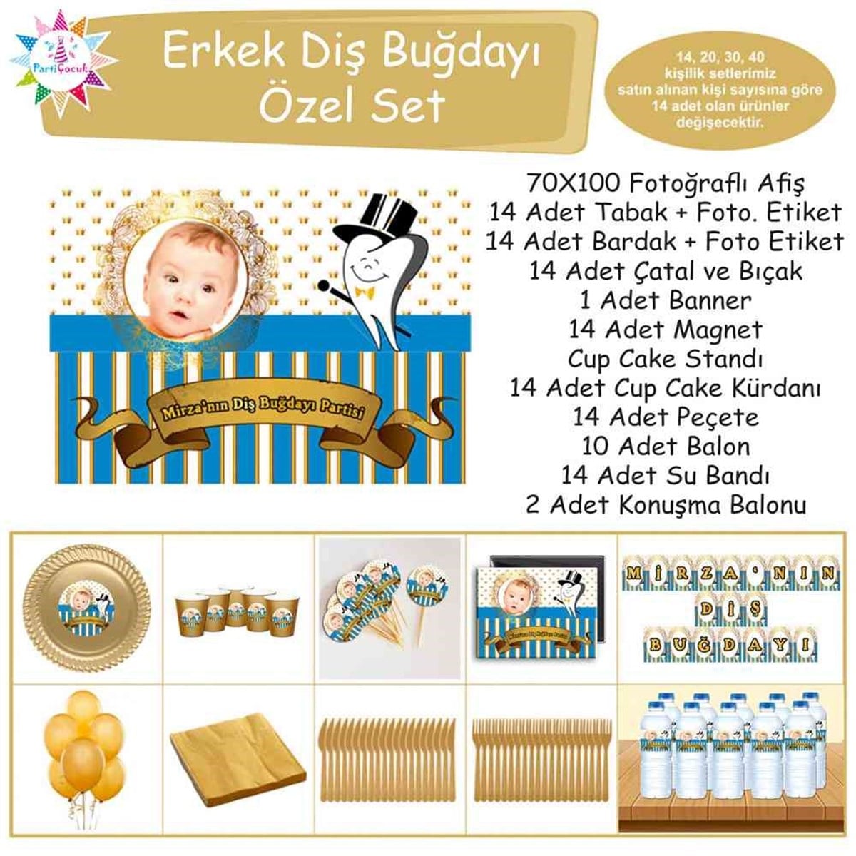 Diş Partisi Gold Şık Temalı Özel Set  