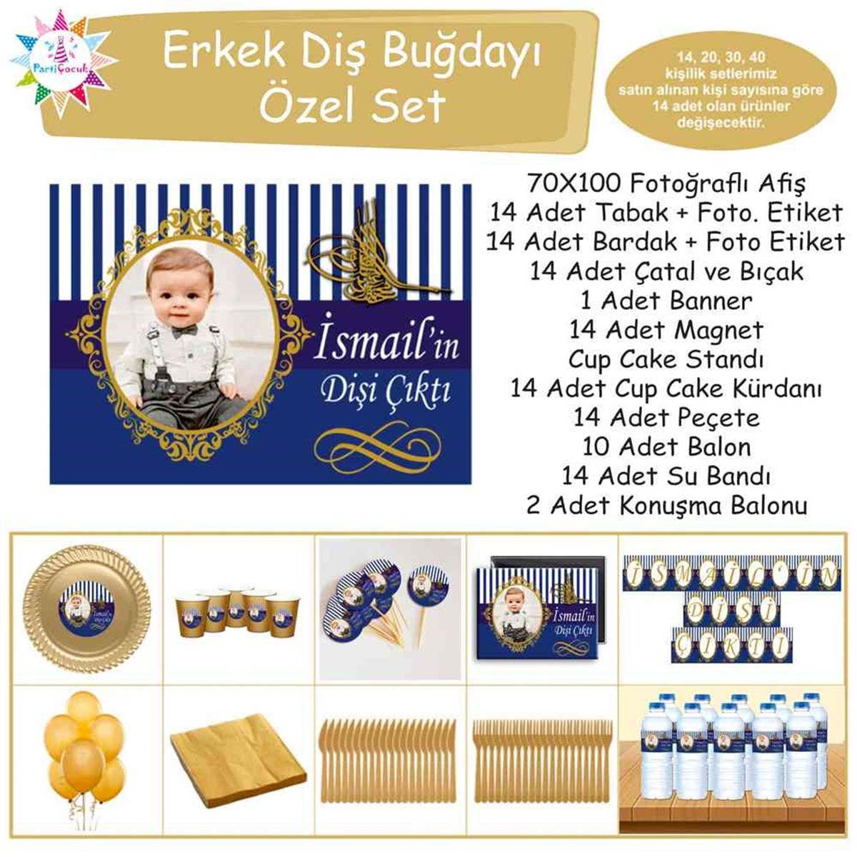 Diş Partisi Gold Tuğralı Özel Set 
