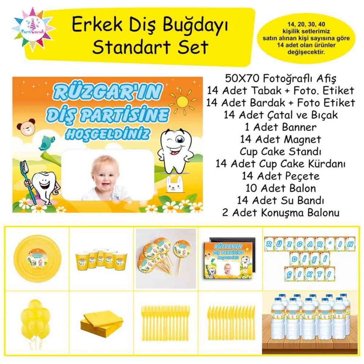 Diş Partisi Kavuniçili Süsleri Standart Set 