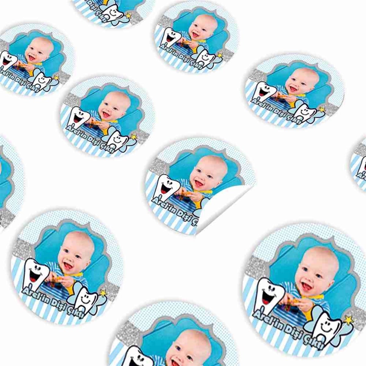 Diş Partisi Neşeli Mavi Sticker 30 Adet 
