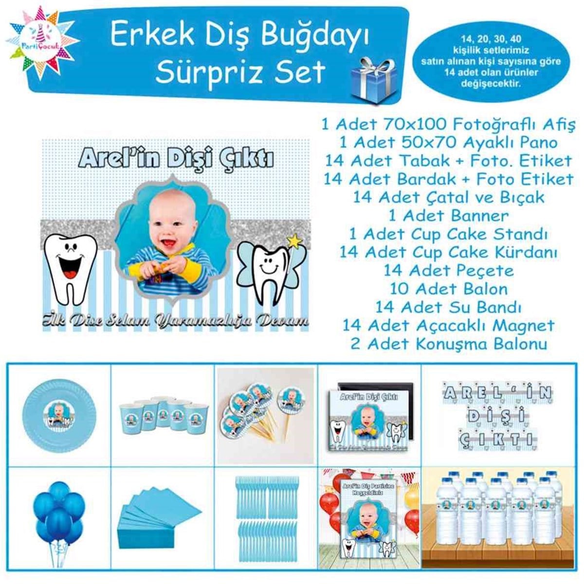 Diş Partisi Neşeli Mavi Sürpriz Set 