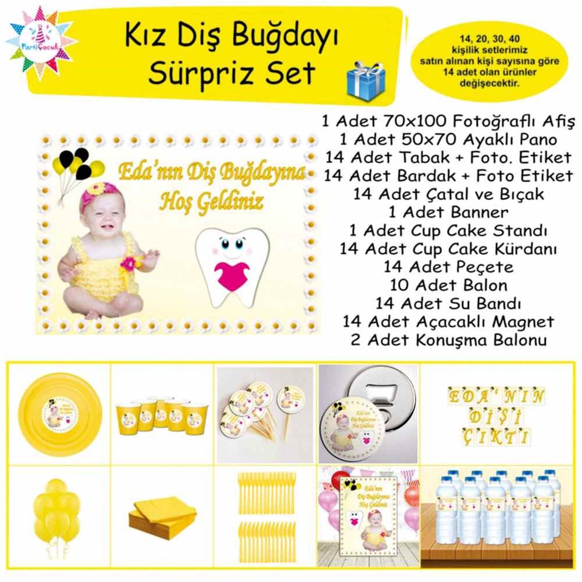 Diş Partisi Papatyalı Dişli Süpriz Set 