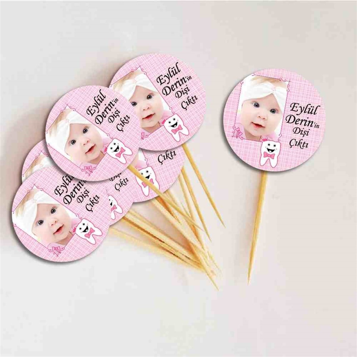 Diş Partisi Pembe Taçlı Diş Tema Cupcake Kurdanı 