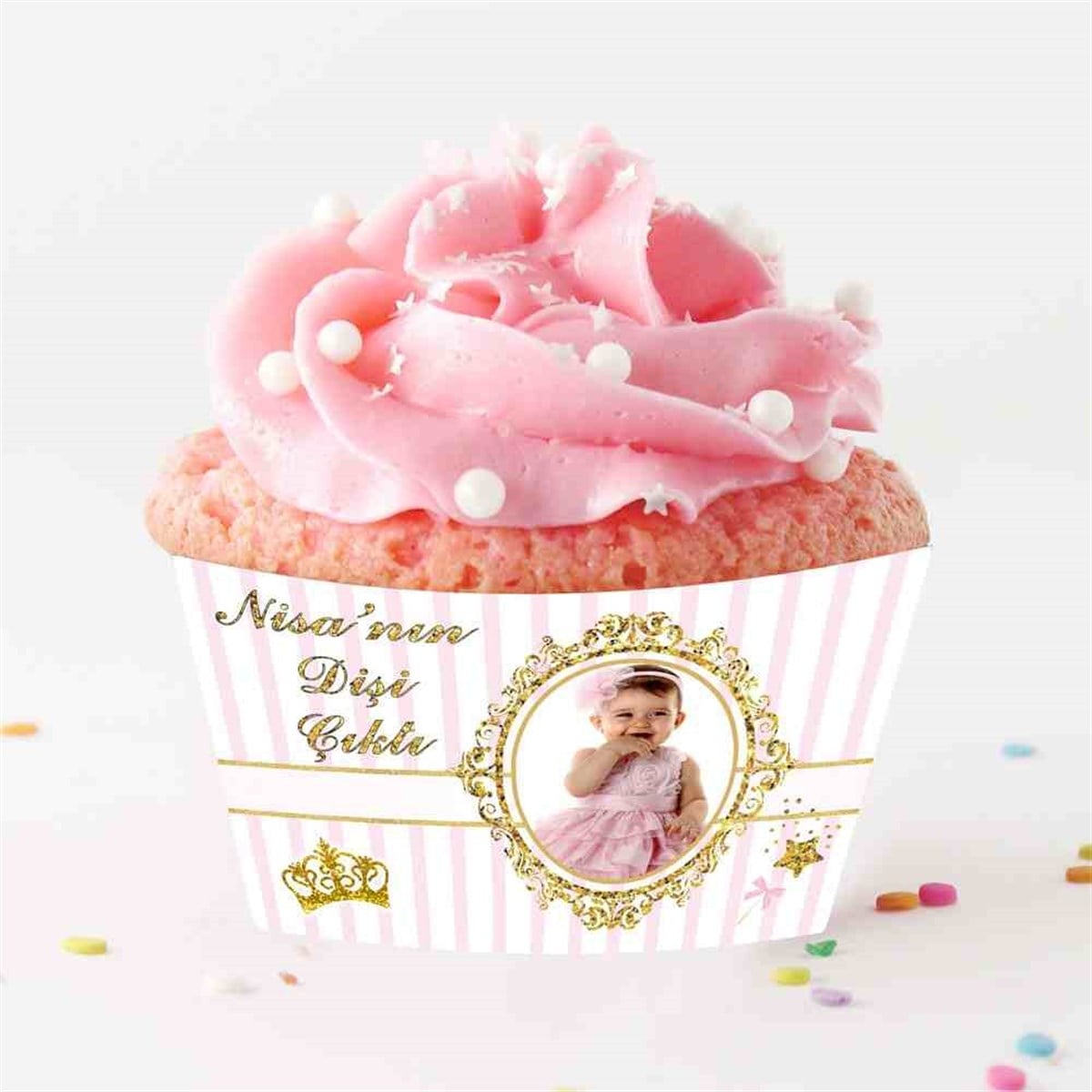 Diş Partisi Prenses Dişli Diş Konsepti Cupcake Sargısı 