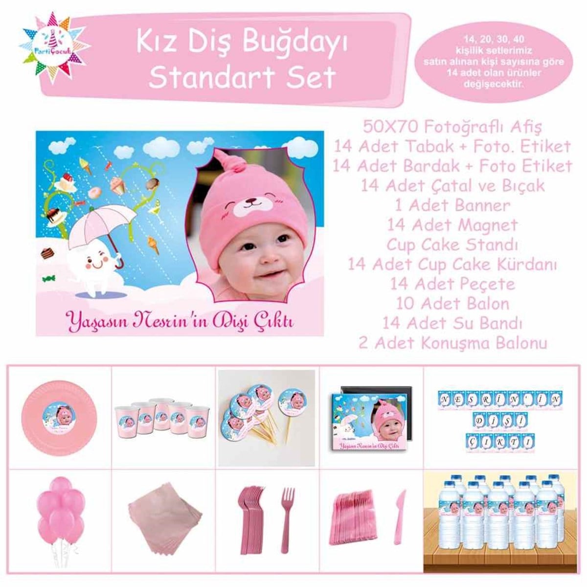 Diş Partisi Şemsiyeli Diş Konsept Standart Set 